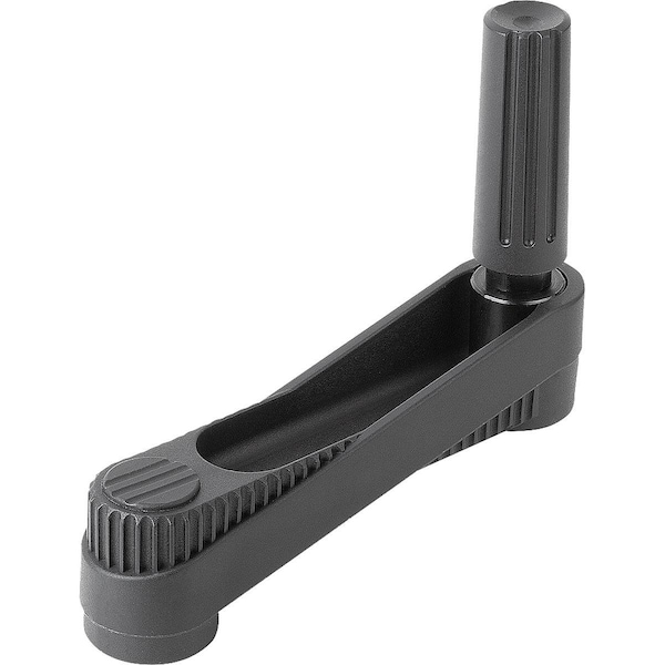 Crank Handle Size:3 Reamed Hole D2=14, A=125, H=139, 5 Thermoplastic, Revolving, Comp:Thermoplastic
